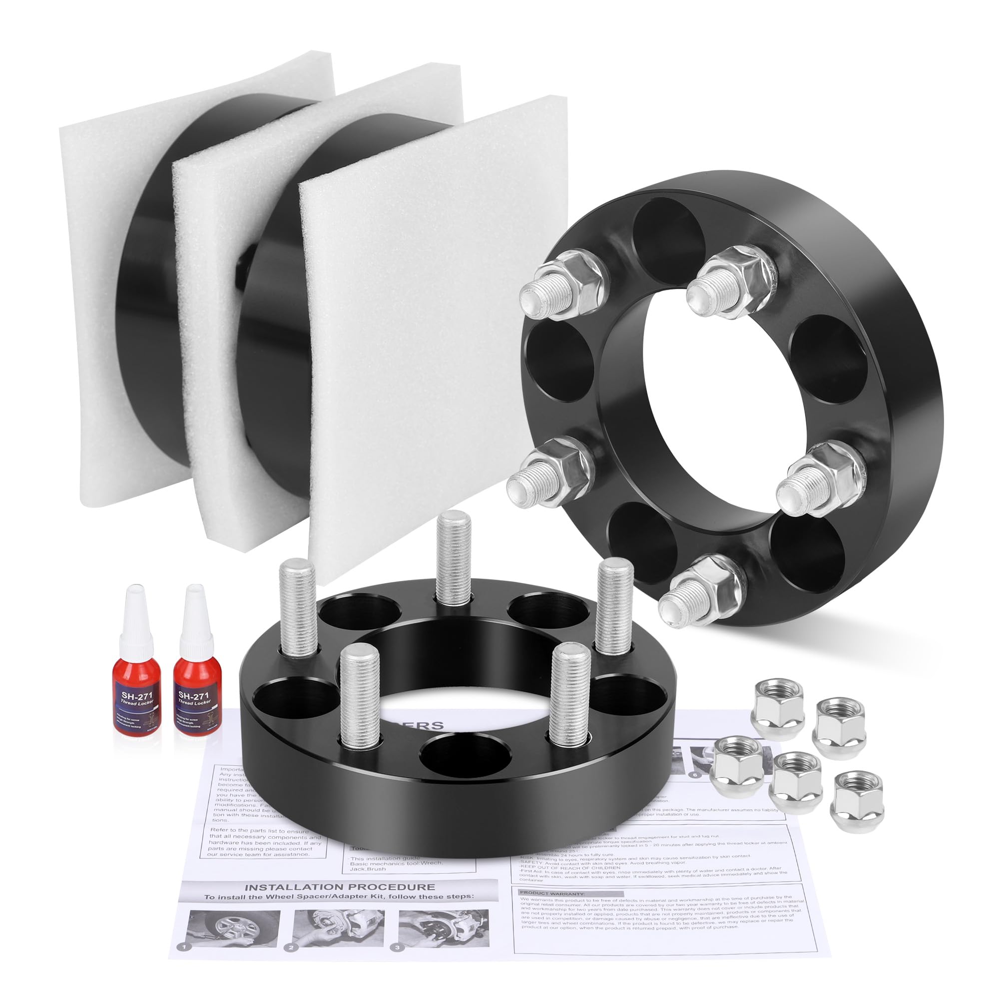 FLYCLE 1 Inch 5x4.5 Wheel Spacers - 5 Lug 5x114.3mm Hubcentric Wheel Adapters for Jeep Wrangler TJ YJ XJ, Cherokee KJ KK, Ranger, Explorer, Mustang & Edge - 1/2-20 Studs with 82.5mm Center Bore - Perfect for Off-Roading, Lifting & Custom Wheel Fitment
