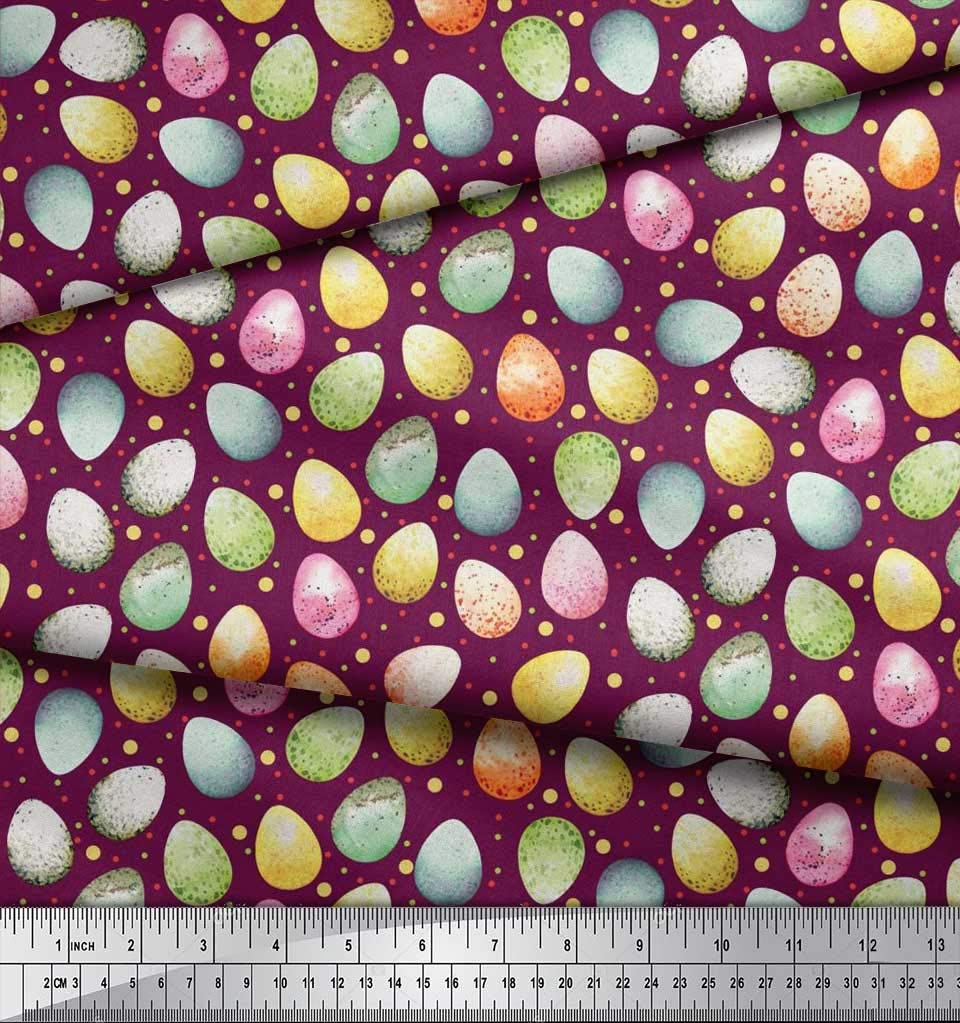 Soimoi Japanese Crepe Pink Fabric by The Yard - 42 Inch Wide - Easter Egg Pattern Textile - Simple Playful Design for Easter Celebrations - Perfect for DIY Crafts, Home Decor, and Seasonal Sewing Projects