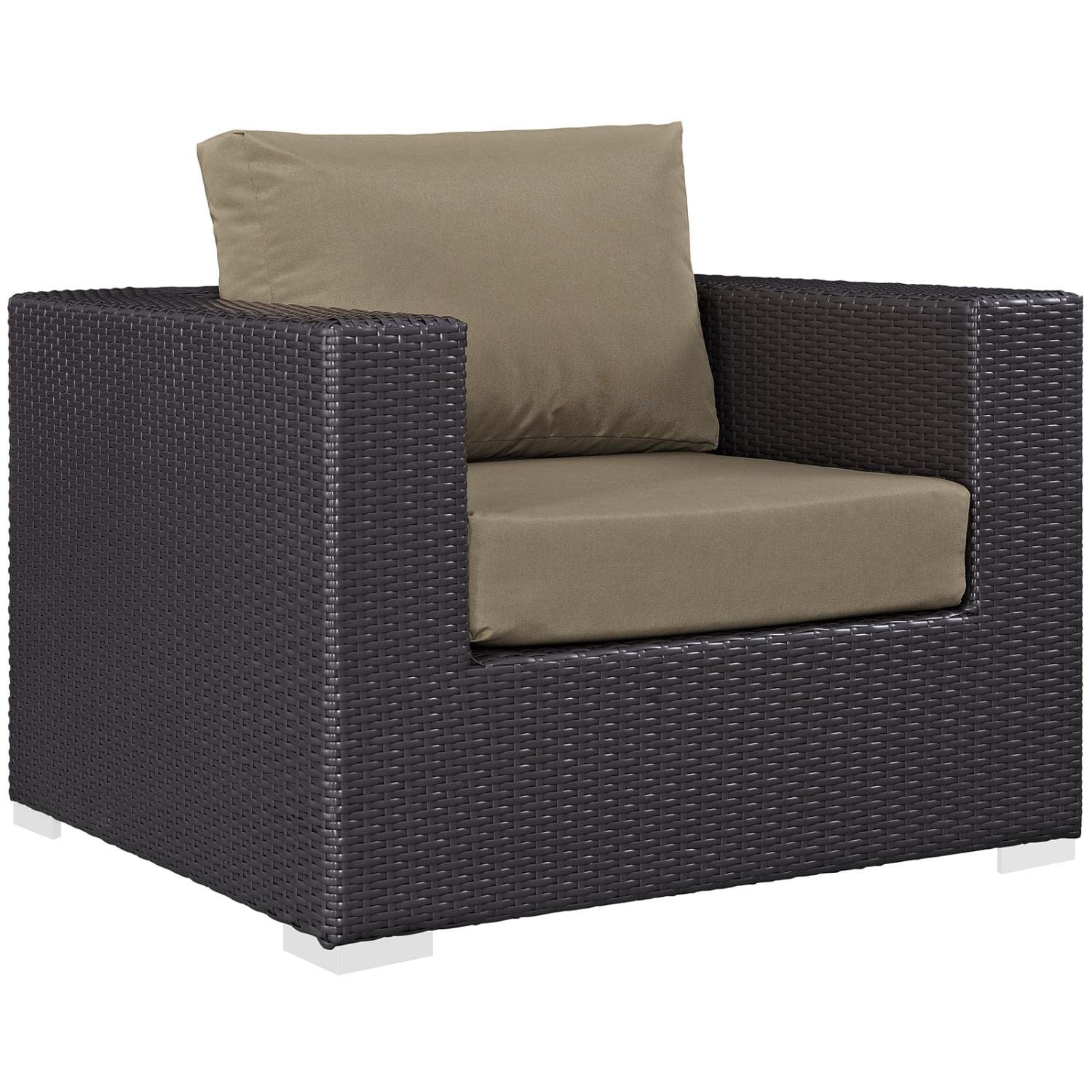 Modway Convene 8-Piece Outdoor Patio Sectional Set - Espresso Mocha Brown Wicker Furniture for Backyard, Garden & Poolside Relaxation