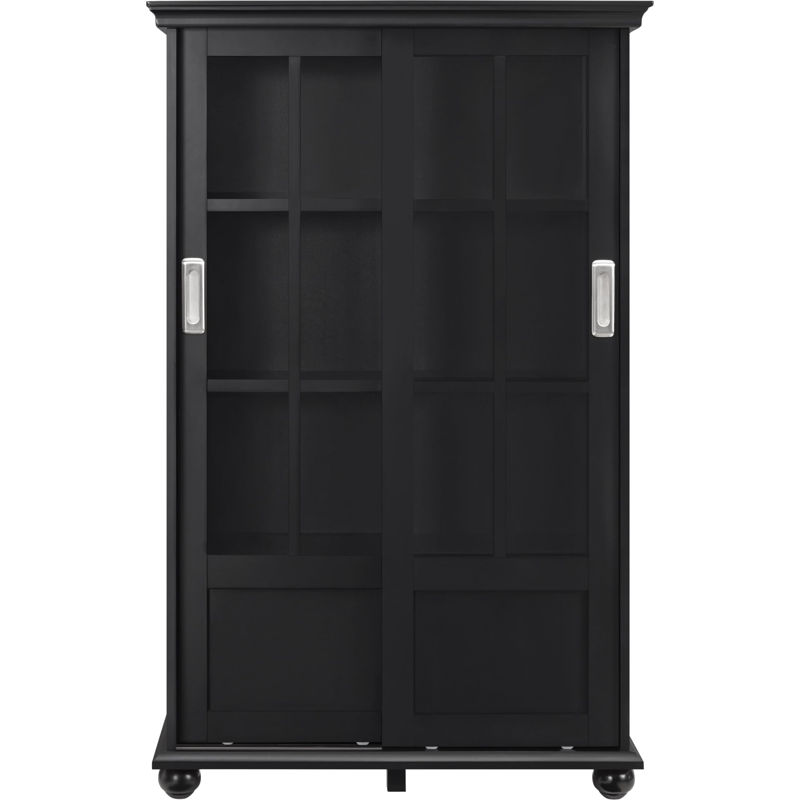 Ameriwood Home Aaron Lane Bookcase with Sliding Glass Doors - Black Wooden Bookshelf for Living Room, Office & Bedroom Storage Organization