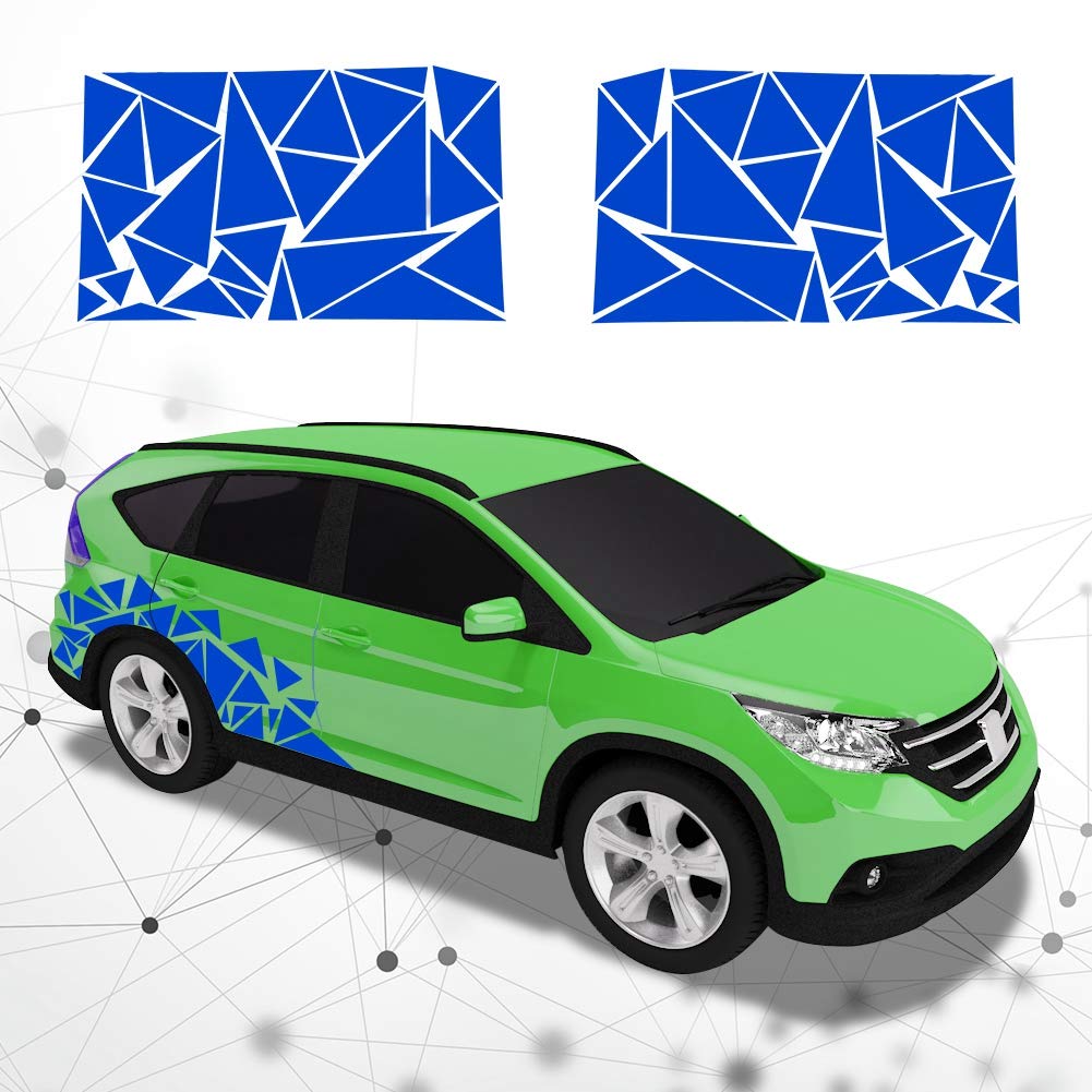 2 Pack Blue Triangle Vinyl Car Decals - DIY Auto Body Stickers for Cars, Trucks & SUVs - Weatherproof Decorative Graphics for Windows, Bumpers & Doors