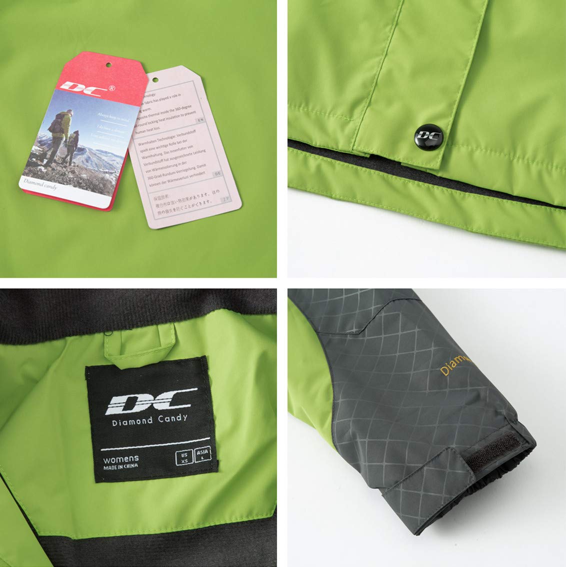 Women's Waterproof Rain Jacket with Hood - Lightweight Outdoor Raincoat for Hiking, Travel & Commuting | Diamond Candy Design
