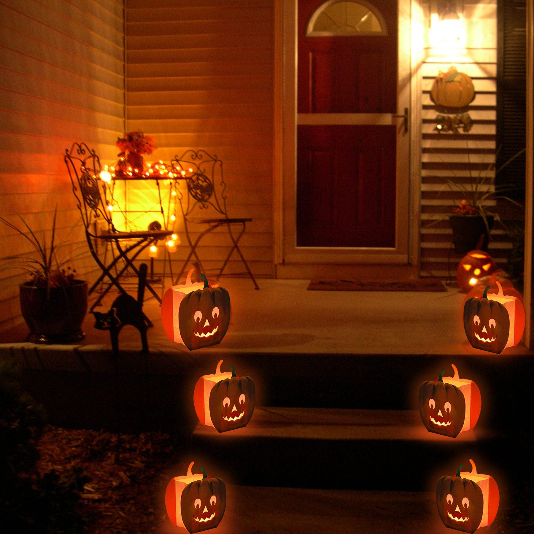 Zariocy 15-Piece Halloween Pumpkin Luminary Bags - Flame Resistant Paper Lanterns with Pumpkin Patterns for Party Decor | Perfect for Halloween Night, Porch Lighting & Spooky Atmosphere