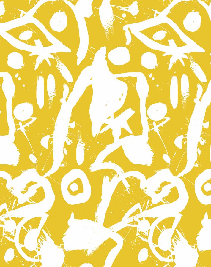 Chris Benz 'El Quijote' Mustard Yellow Wallpaper - Premium Peel & Stick Removable Wallpaper for Living Room, Bedroom, Nursery Decor