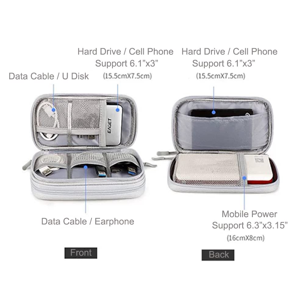 Electronic Organizer Travel Cord Organizer - Double Layer Small Dark Pink Cable Case for Charger, Hard Drive, Earphone & Travel Accessories | Perfect for Business Trips, Vacations & Daily Commute