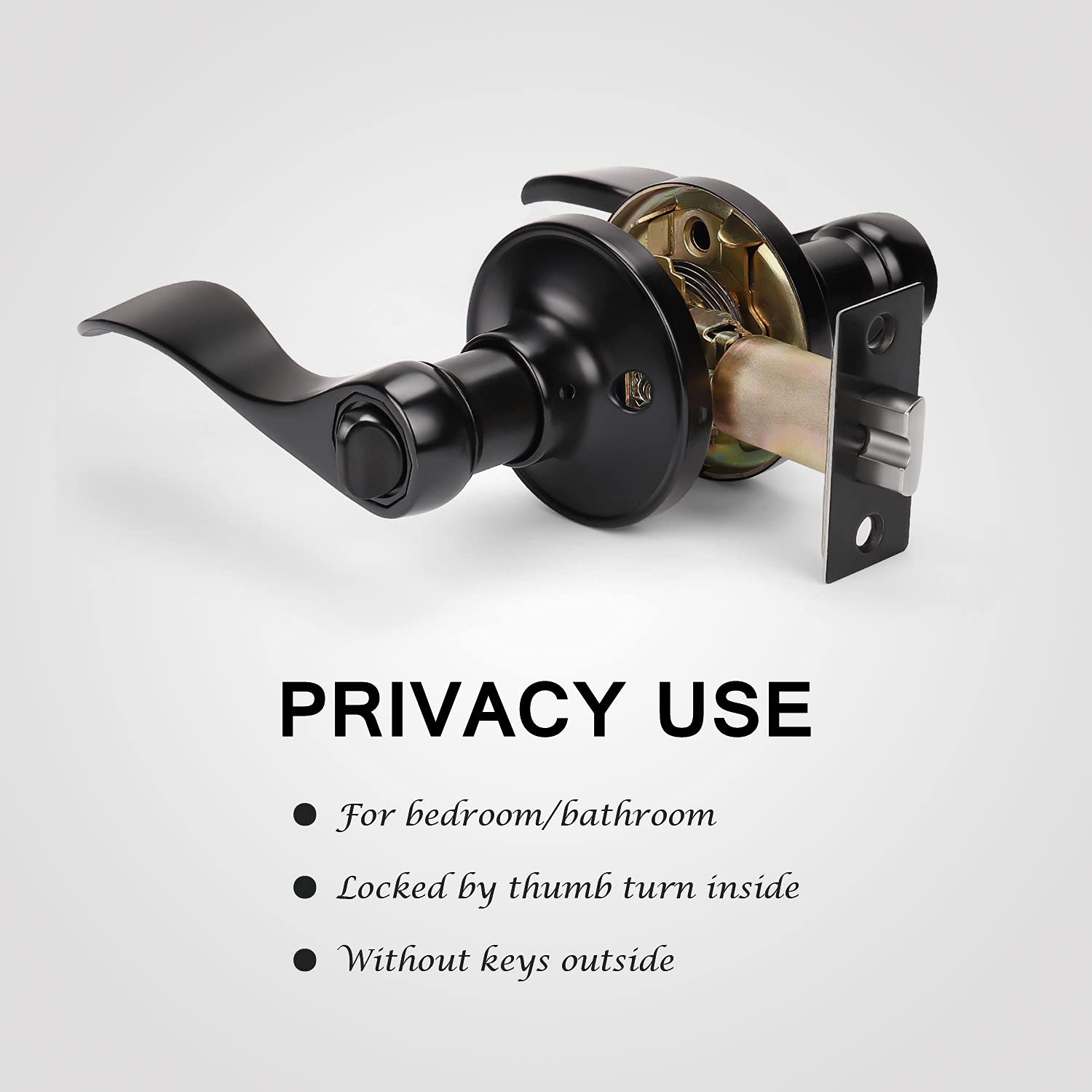 KNOBWELL 8 Pack Matte Black Door Knobs - Interior Bedroom & Bathroom Privacy Door Handles with Thumb Turn Lock, Reversible for Left/Right Hand - Perfect for Home, Office, and Commercial Spaces