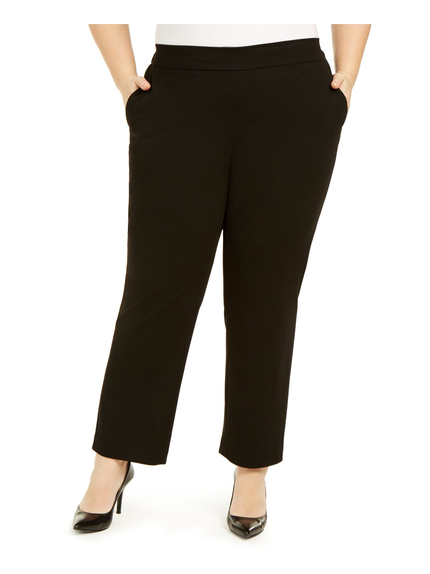 Kasper Women's Plus Size Pull-On Work Dress Pants - Black 22W | Comfortable Office Wear for Professional Women