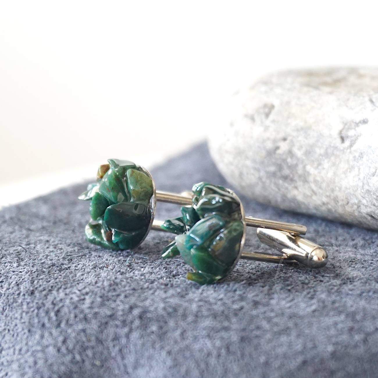 Elegant Bloodstone Cufflinks - White Gold Plated Brass for Men | Perfect for Weddings, Business Meetings & Formal Events