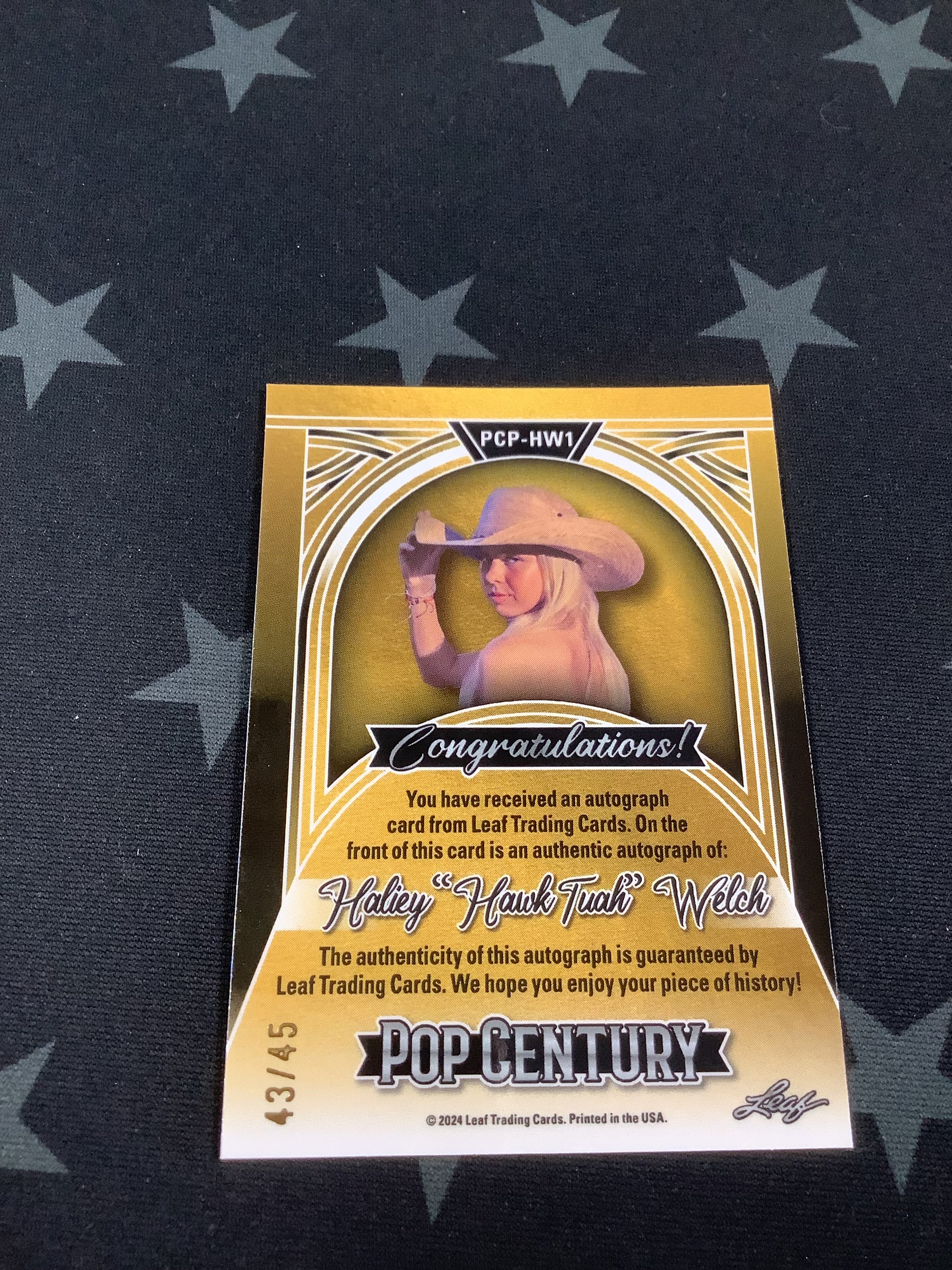2024 Leaf Pop Century Hailey Welch Autographed Card /45 with Inscription - Perfect for Collectors, Sports Memorabilia Fans & Gift Giving
