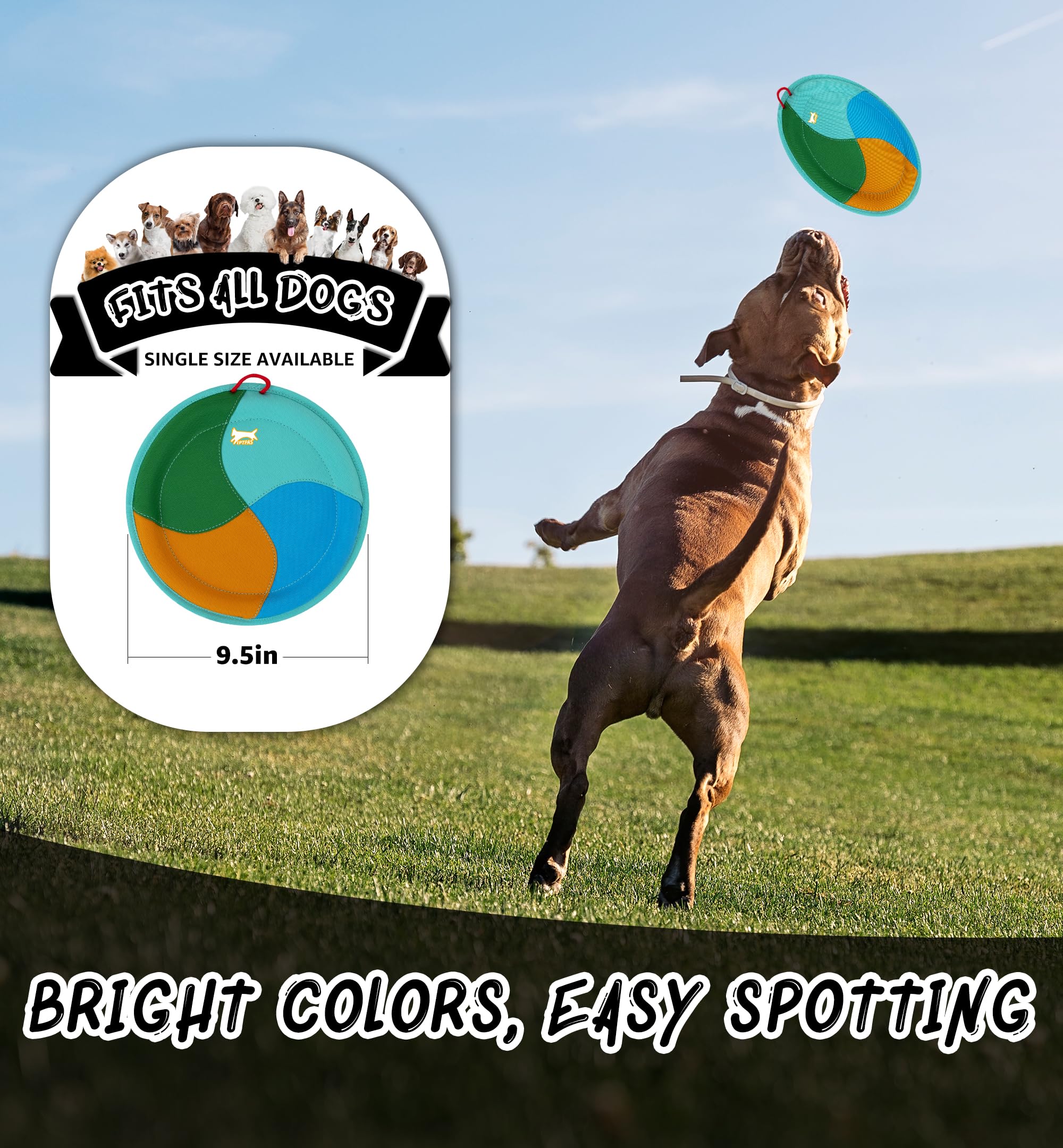 Durable Nylon Dog Flying Disc Toy - 9.5 Inch Soft Edged Fetch Flyer for Gentle Teeth & Gum Play | Lightweight, Water Floating Outdoor Frisbee for All Dog Breeds (Blue/Orange) - Perfect for Beach, Park & Backyard Fun