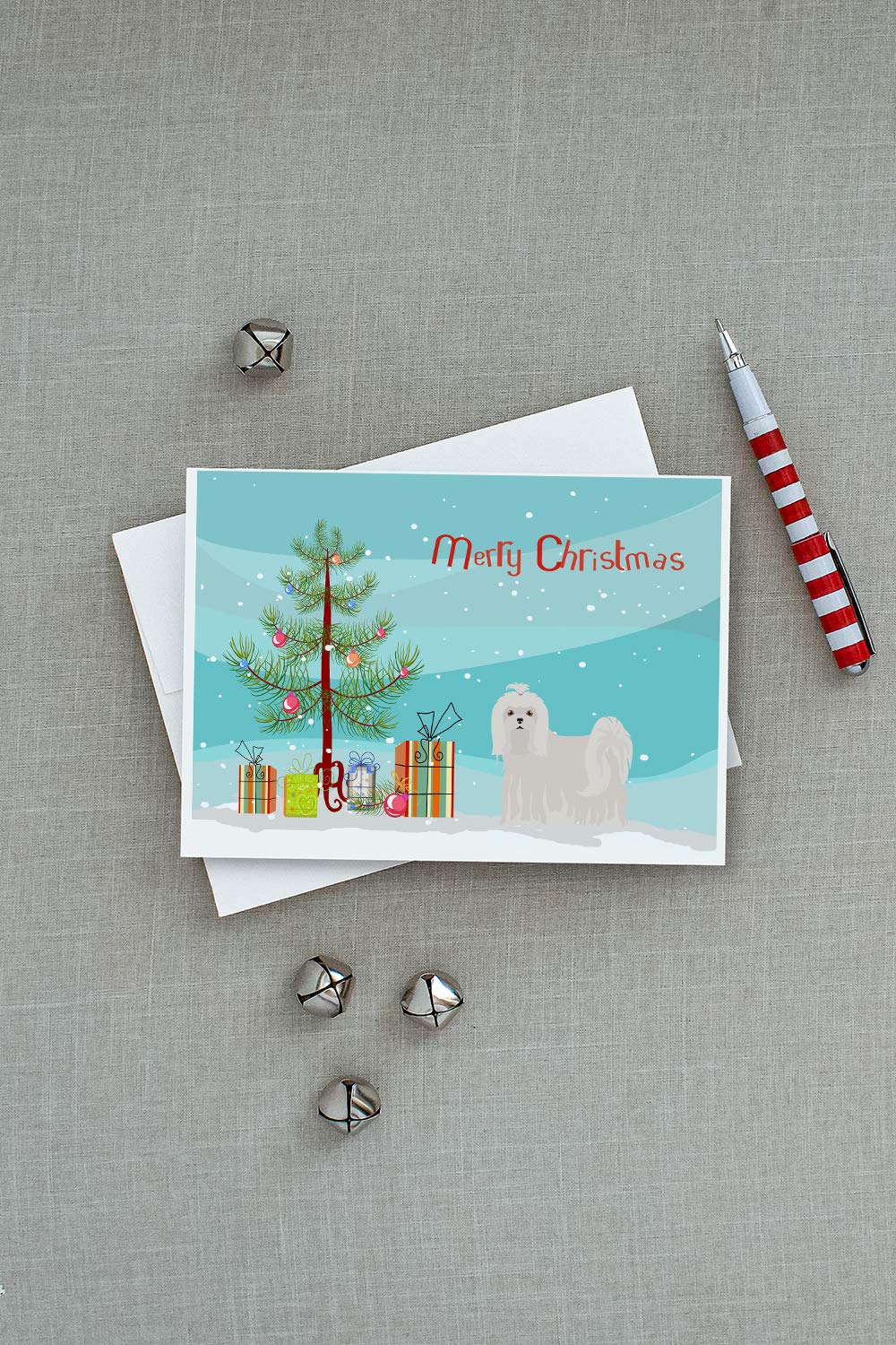 Premium Maltese Christmas Tree Greeting Cards - Pack of 8 Blank A7 Cards (5x7 inches) with Envelopes | Whimsical Holiday Note Cards for Christmas Wishes, Party Invitations & Festive Correspondence