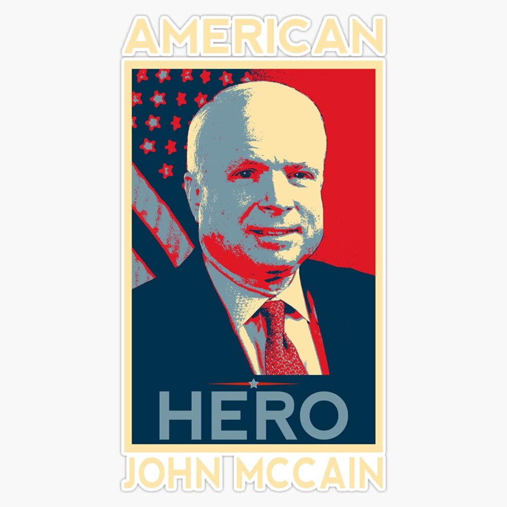 John McCain American Hero Vinyl Sticker - Waterproof Decal for Laptop, Wall, Window & Bumper - 5 Inch Patriotic Decoration for Cars, Notebooks & Home Decor