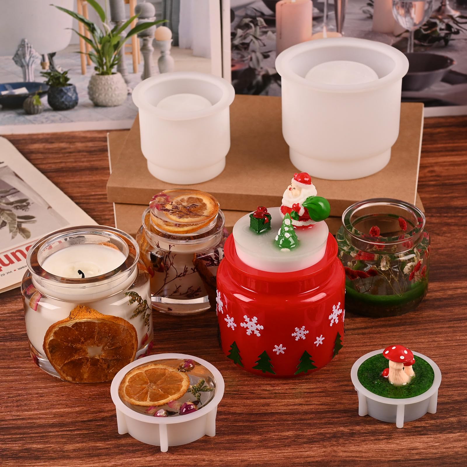 Silicone Jar Molds with Lids - 2 Sets of Different Sizes for DIY Resin Casting, Candle Making & Jewelry Storage Box - Epoxy Resin Craft Molds for Unique Gifts & Home Decor Projects