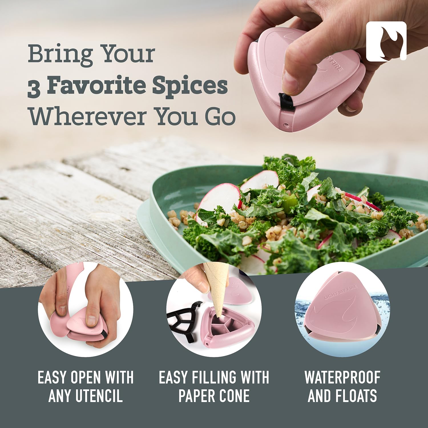 Light My Fire Salt & Pepper Shakers - Portable Travel Spice Kit with BPA-Free Multi Spice Container - Perfect for Camping, Hiking, Picnics & Outdoor Adventures