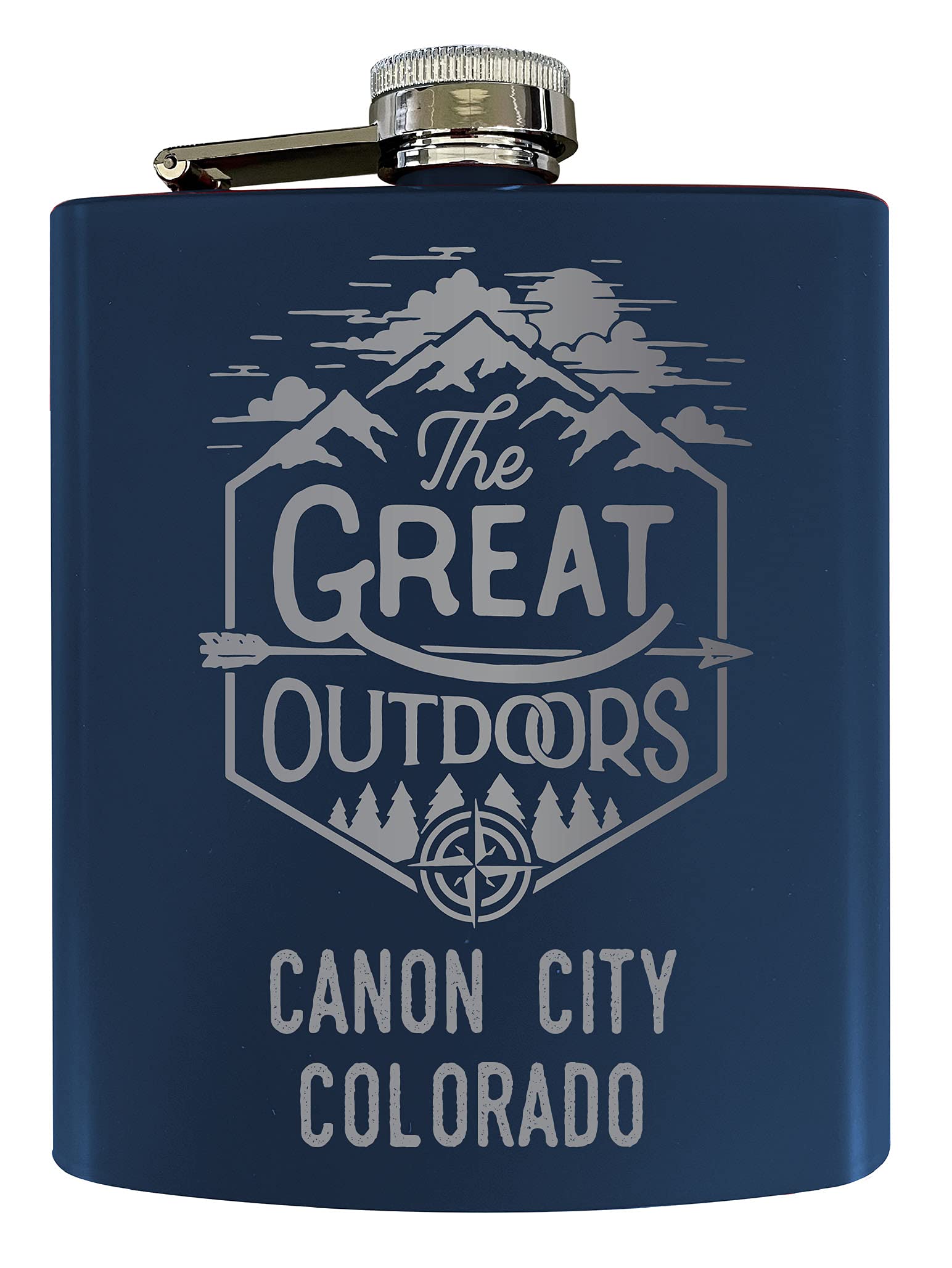 Canon City Colorado Laser Engraved Stainless Steel Flask - 7 oz Outdoor Adventure Souvenir with Navy Blue Design - Perfect for Camping, Hiking & Travel Gifts