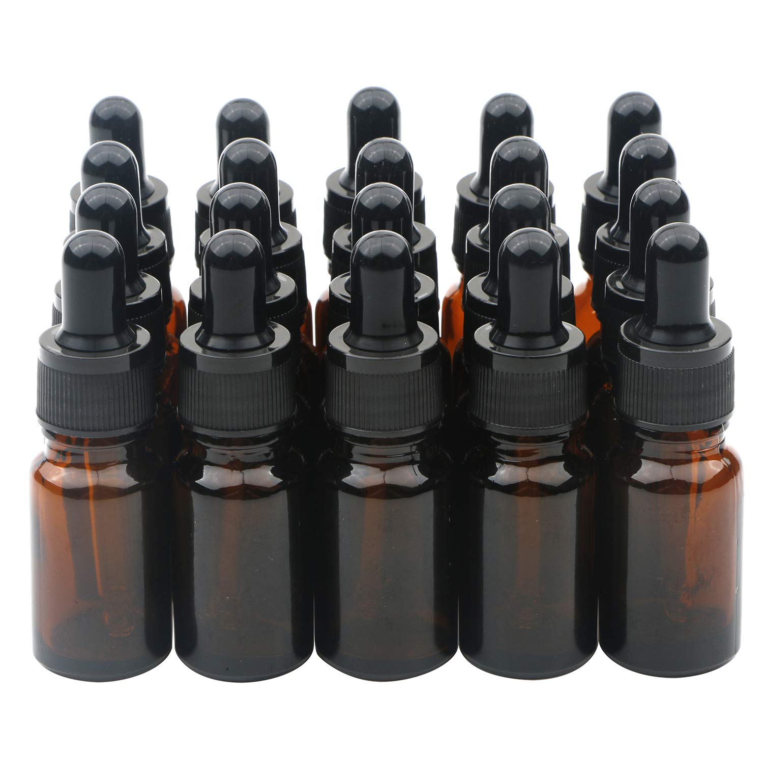 Premium 10ml Glass Essential Oil Bottles with Black Cap & Glass Dropper - Aromatherapy, Fragrance Oils, DIY Blends - Pack of 20 for Home Spa, Diffusers & Gift Sets