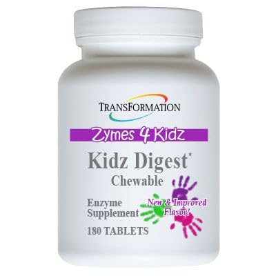 TRANSFORMATION THE GENESIS OF GOOD HEALTH Kids Digestive Enzyme Chewable Tablets - 180 Count | Supports Healthy Digestion & Elimination for Children | Perfect for Travel, School & Daily Wellness