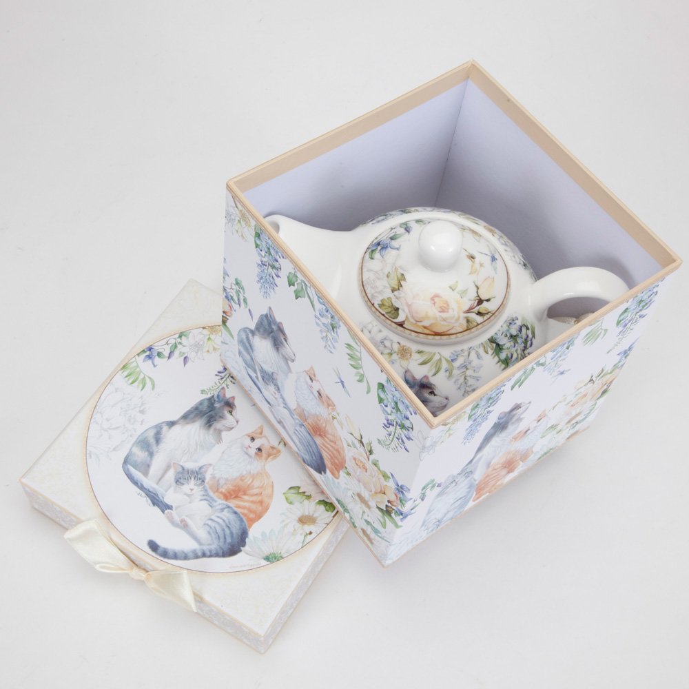 Adorable Single Serving Kitty Tea Set - Porcelain Cat Teapot & Cup for One - Perfect for Afternoon Tea, Gifts & Cat Lovers