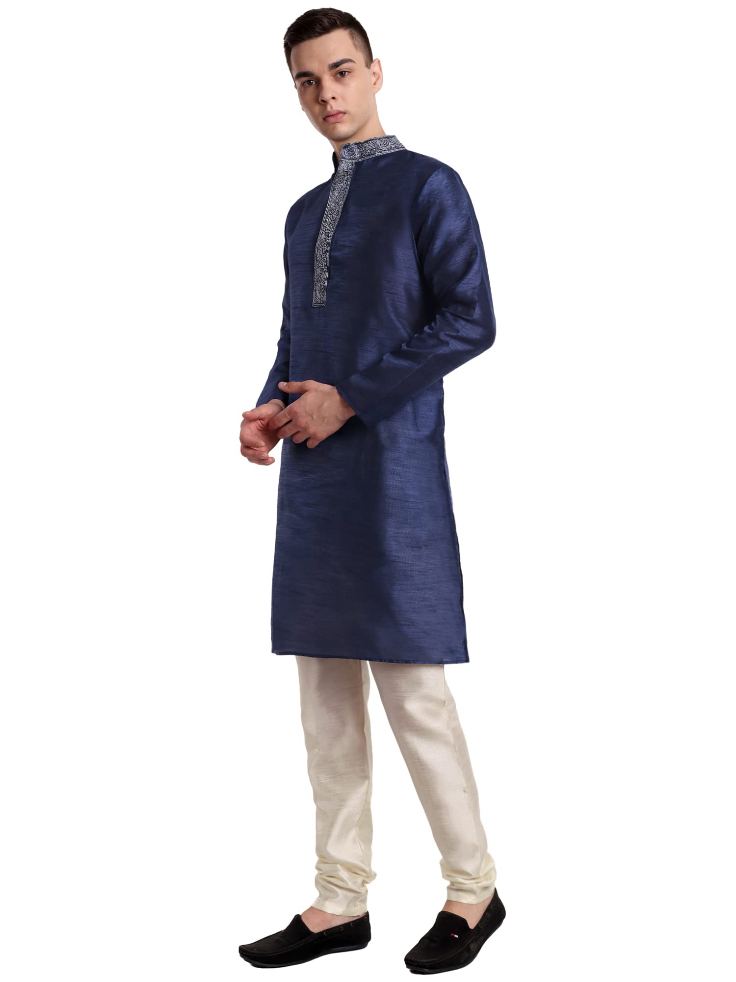 SKAVIJ Men's Tunic Art Silk Kurta Pajama Set - Elegant Indian Wedding Outfit & Party Wear for Festivals, Diwali, Eid & Special Occasions