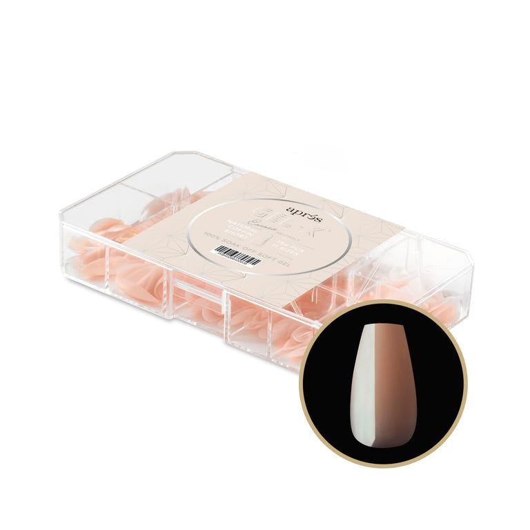 Apres Gel X Neutrals Emma Natural Nail Tips 150pc - Short Coffin Shape for DIY Manicures, Salon Nails & At-Home Nail Art