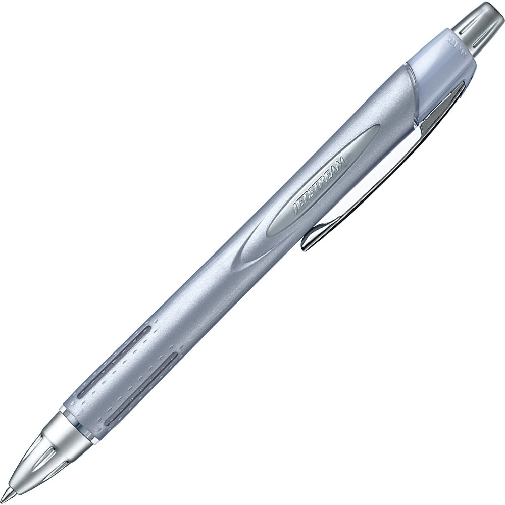 Mitsubishi SXN25007.26 Jet Stream 0.7mm Ballpoint Pens - 10 Pack Silver Ink Pens with Comfortable Rubber Grip for Smooth Writing - Perfect for Office, School, Note Taking & Everyday Use
