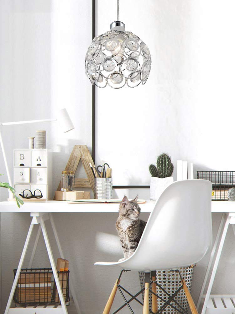 Dimmable Iron Globe Pendant Light - Juno-Type Track Lighting in Silver | Modern Clear Crystal Lamp Shade | Industrial Style Instant On Track Mount | Customizable 3-Light Hanging Fixture for Kitchen Island, Dining Room & Bar Counter Lighting