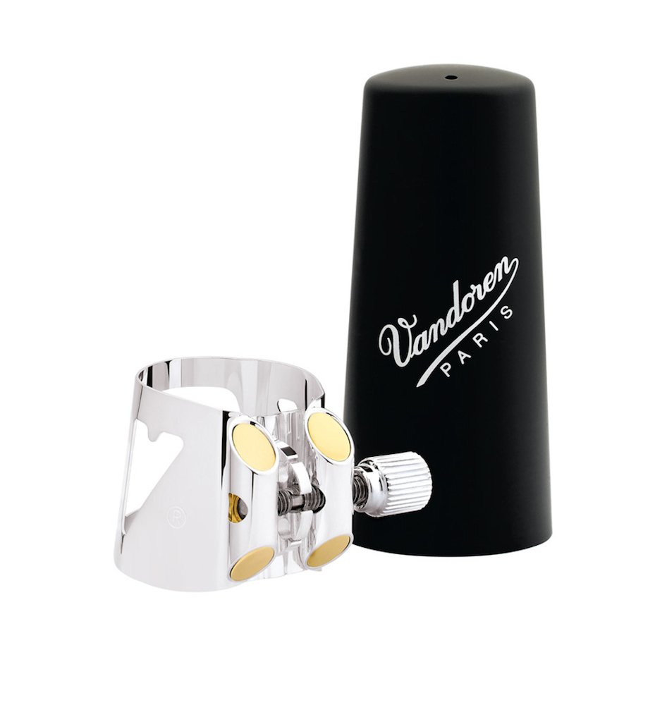 Vandoren LC05P Optimum Ligature & Plastic Cap for Bb German Clarinet - Silver-Plated with 3 Interchangeable Pressure Plates | Perfect for Professional Musicians & Clarinet Performances