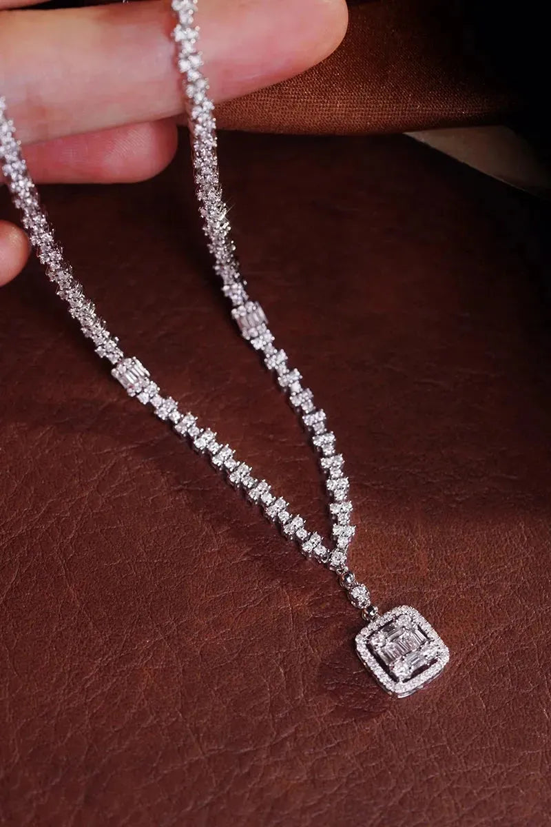 18K White Gold Diamond Necklace for Women - 2.6 Carat Natural Diamond Romantic Galaxy Pendant - Elegant Engagement & Wedding Jewelry Gift for Her - Perfect for Anniversaries, Valentine's Day & Special Occasions