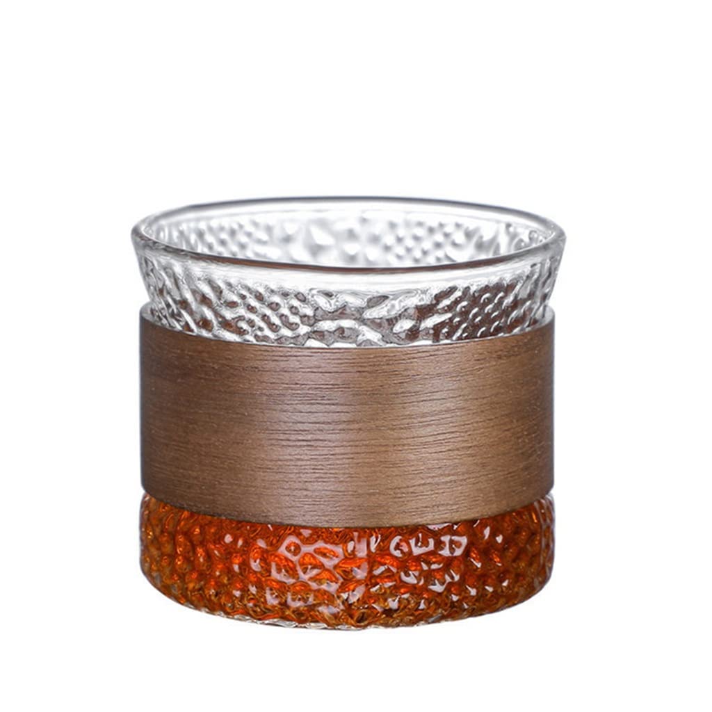SEIJY Heat-Resistant Glass Cup - 170ML Espresso Coffee Mug with Bamboo Sleeve, Beer & Tea Glass, Durable Drinkware for Hot/Cold Beverages (Color B) - Perfect for Home, Office, Cafe & Outdoor Use