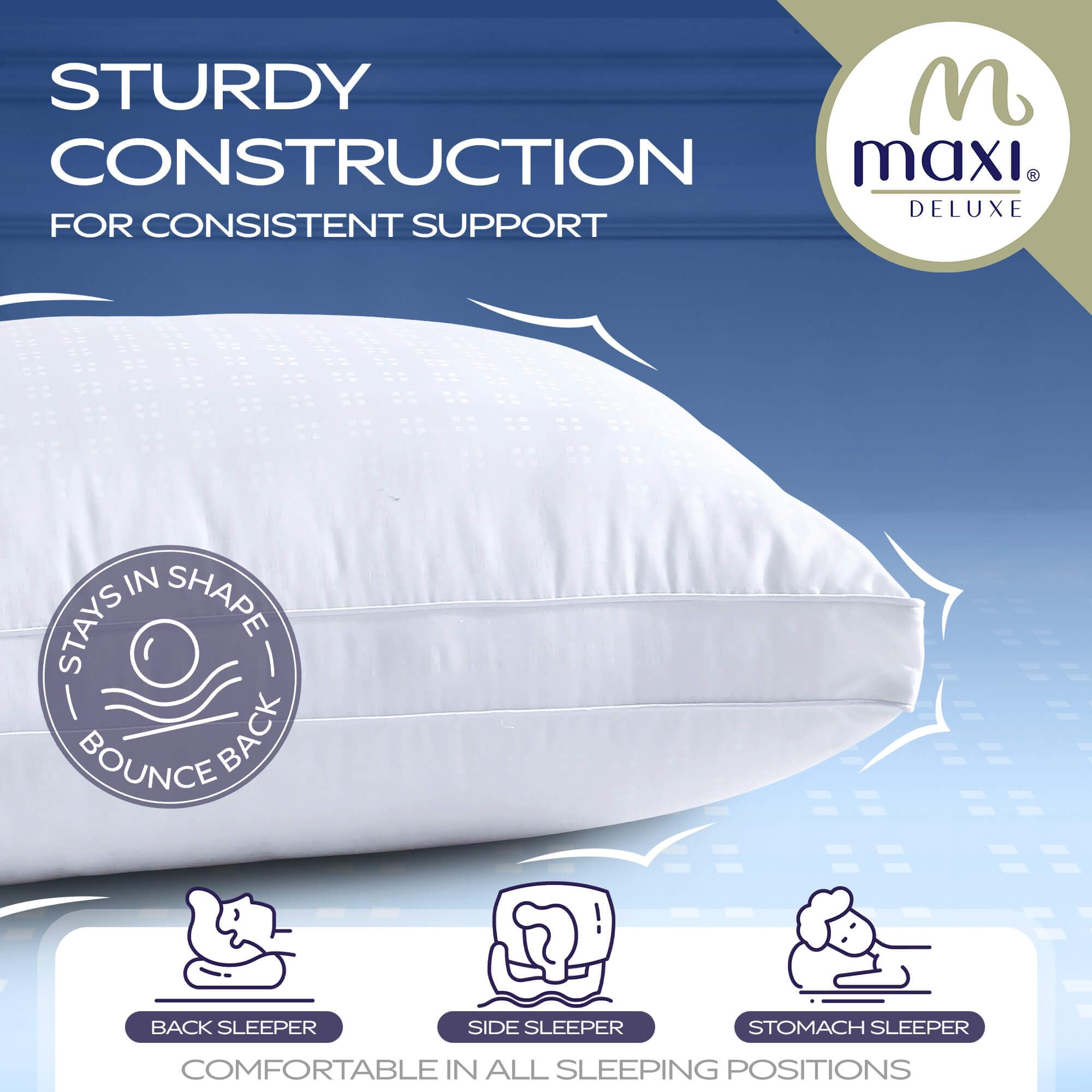 Hypoallergenic Down Alternative Pillow - Super Plush Microfiber Fill with Cotton Cover | Soft, Breathable & Allergy Safe | Standard Size 20x26x1.5 | Perfect for Side Sleepers, Back Pain Relief & Luxury Bedding