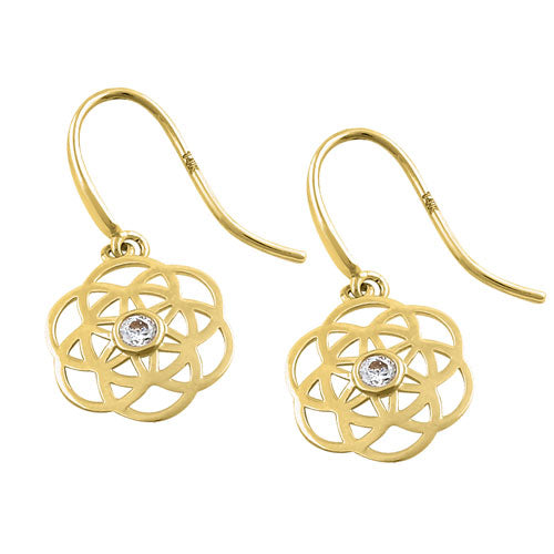 14K Yellow Gold Celtic Knot CZ Hook Earrings for Women - Elegant Round Stud Earrings for Everyday Wear & Special Occasions