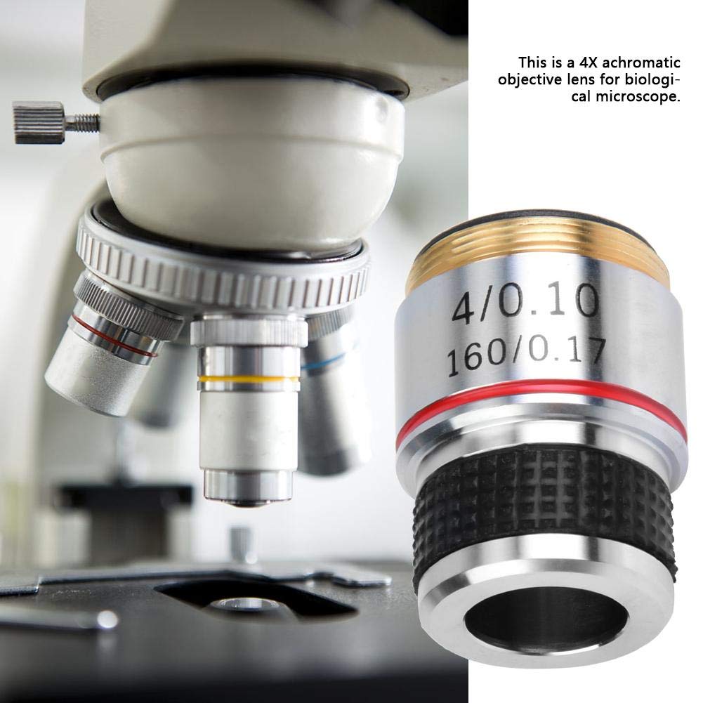 Oumefar 4X Compound Microscope with Standard Plan Achromatic Objectives Lens | 185mm Conjugate Distance | 160mm Tube Length | 0.17mm Cover Slip | Copper Mirror Body | Ideal for Biology Labs, Classroom Education & Scientific Research