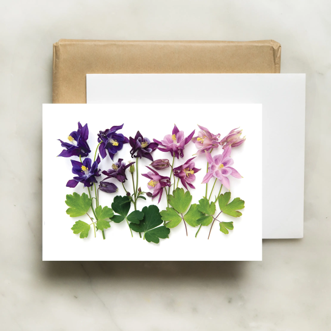 Premium Bottle Branch Botanical Card with Columbine Flowers - Perfect for Wedding Invitations, Greeting Cards, and Scrapbooking