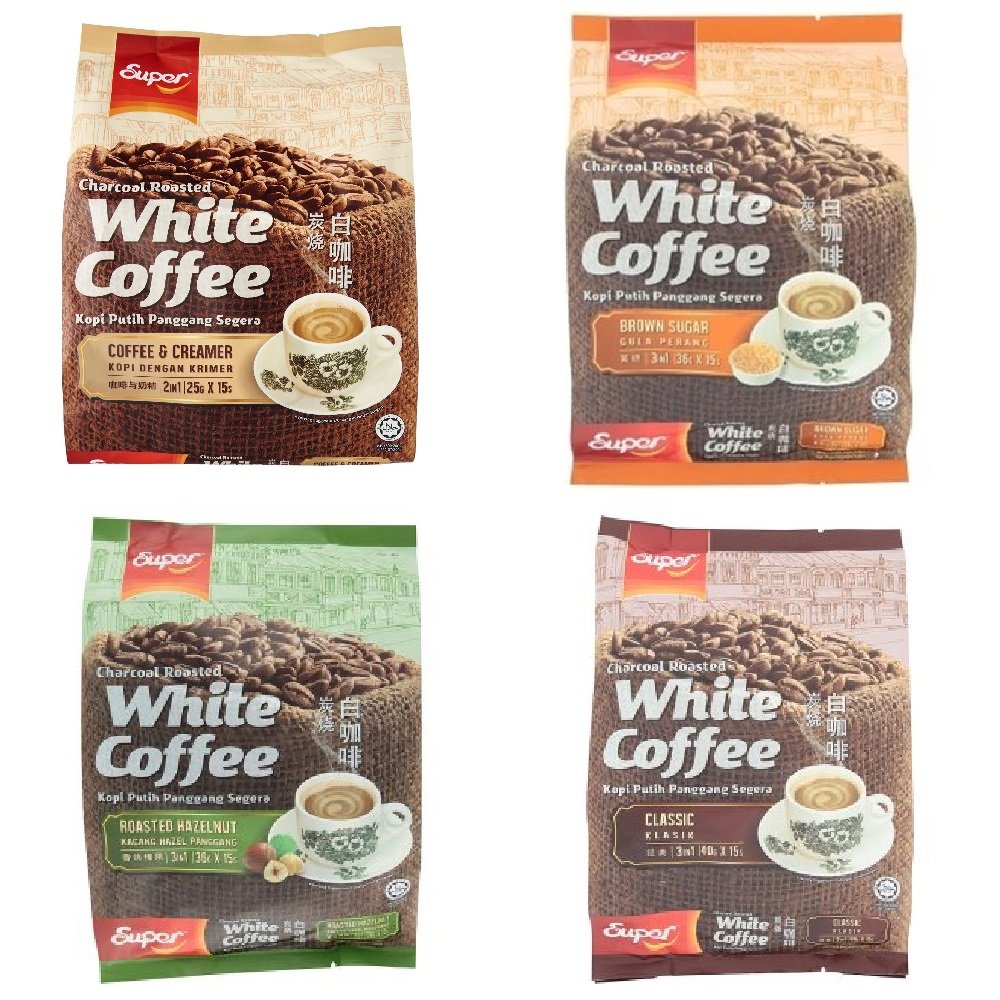 Premium Super White Coffee 2-in-1 & 3-in-1 Instant Coffee Mix - 90 Sachets (Rich Flavor, Quick Dissolve) - Perfect for Office, Travel & Home Brewing