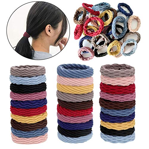 Belicia 30 Pcs Hair Ties - Non-Slip Seamless Hair Bands for Thick Heavy & Curly Hair - Lightweight Highly Elastic Stretchable Ponytail Holders - Perfect for Workouts, Yoga, Running and Daily Use