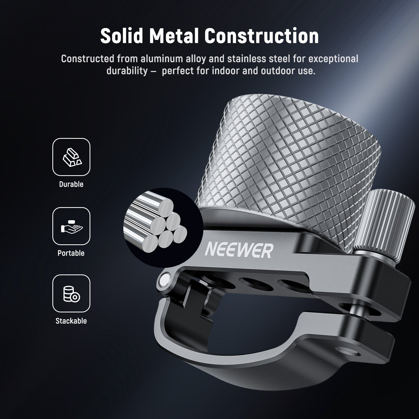 NEEWER GA008 Side Arm 100g Counterweight Clamp for DJI RS 2 Stabilizer - Perfect for Smooth Gimbal Balancing in Videography & Film Production