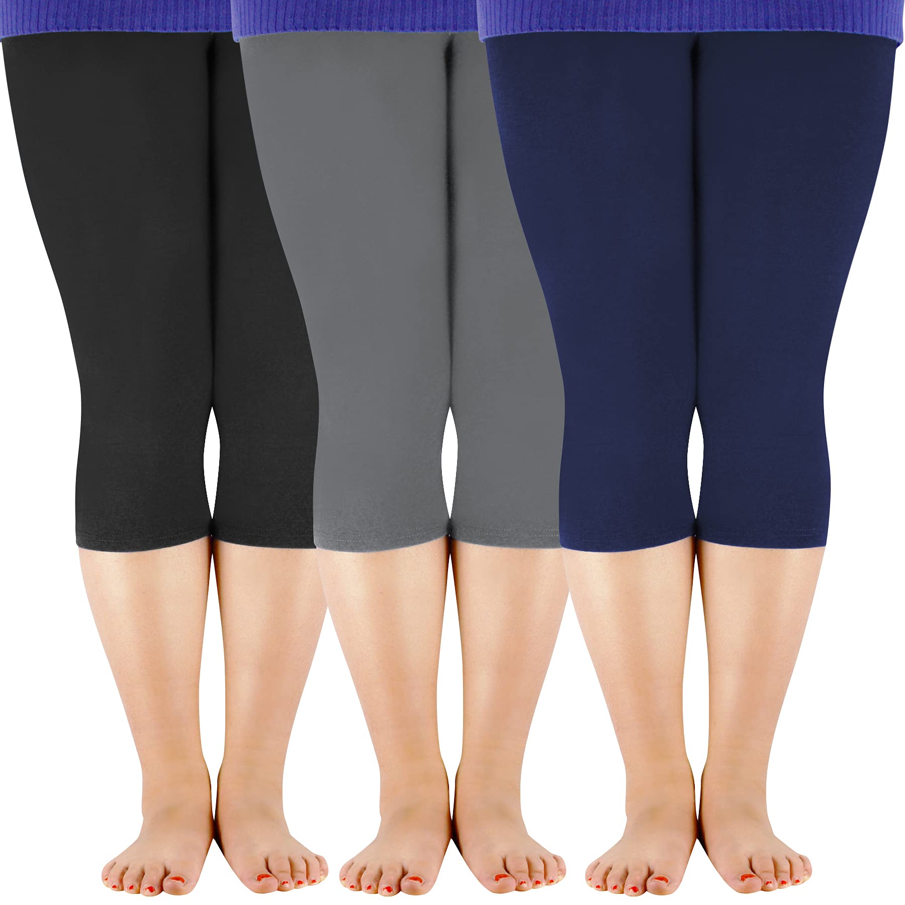 Zando Women's Plus Size Athletic Leggings - Soft Stretch High Waist Yoga Pants with Bamboo Fabric for Workout & Running | Comfortable Capri Length for Gym, Yoga & Everyday Wear