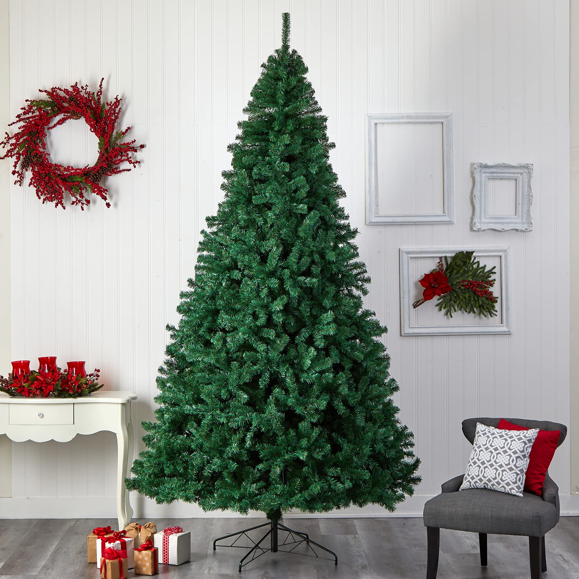 Nearly Natural 10ft Northern Tip Artificial Christmas Tree with 800 Clear LED Lights & 2200 Bendable Branches - Perfect for Holiday Home Decor, Office, and Party Decoration