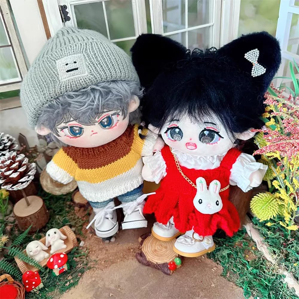 20cm Plush Doll Clothes Set - Hat, Sweater & Shorts for Dress Up Play