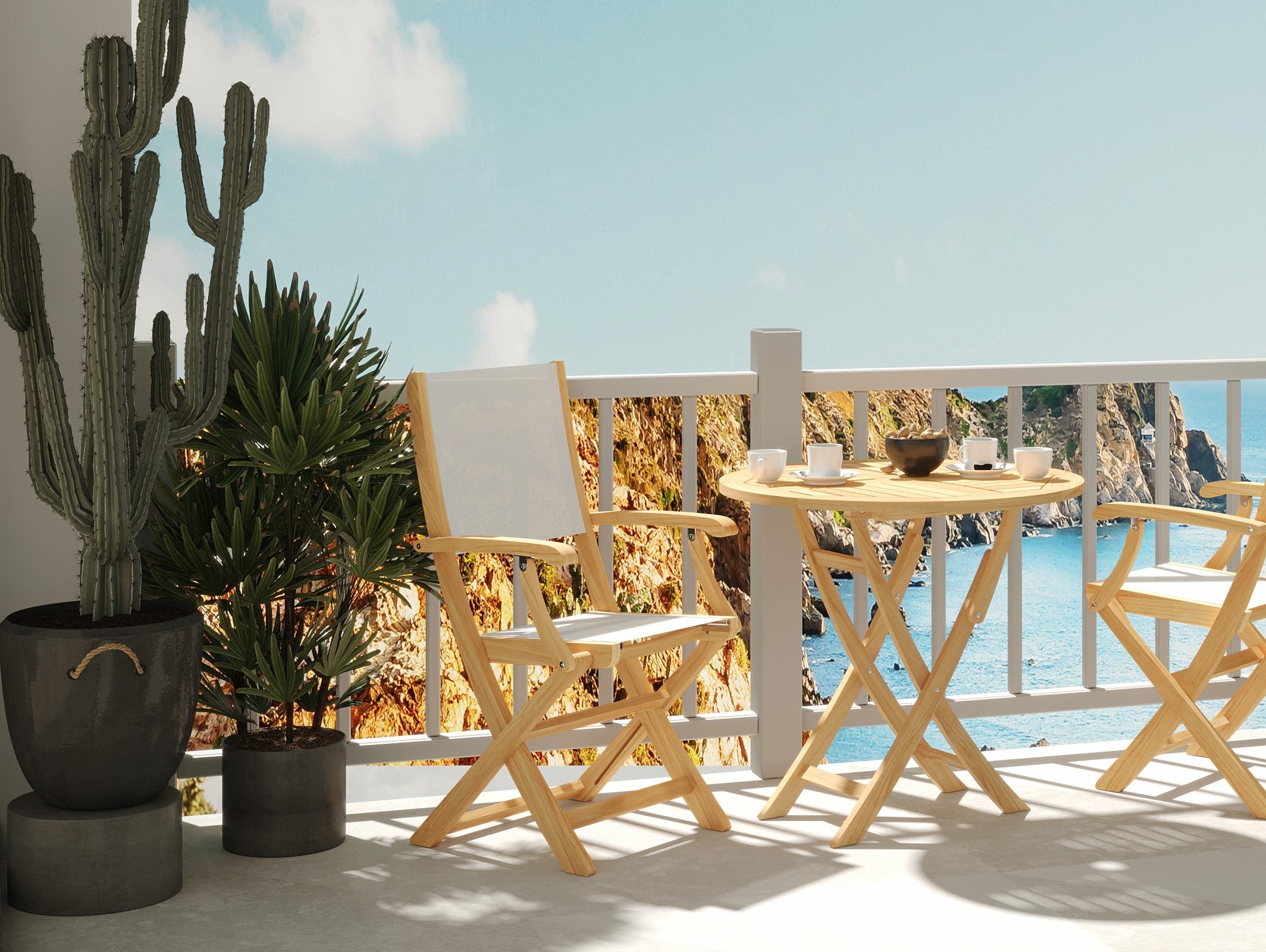 Premium White Lucas Teak Outdoor Folding Armchair - Weather-Resistant Patio Dining Chair for Garden, Poolside & Restaurant Use
