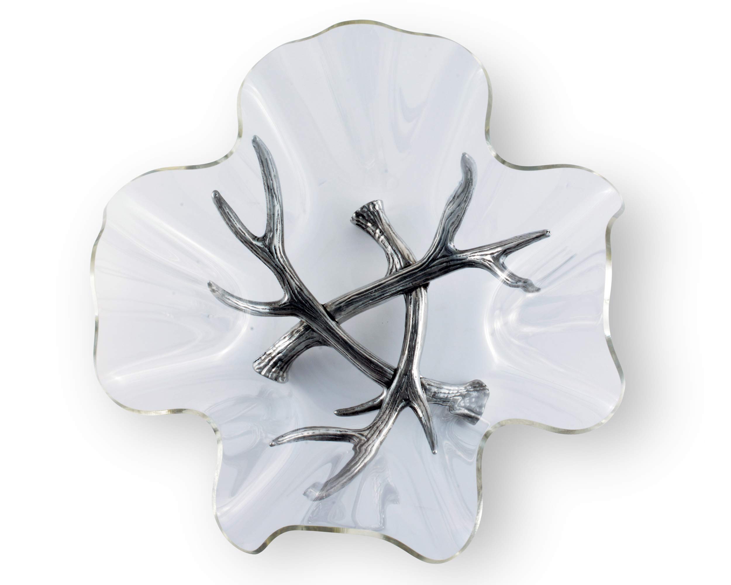 Arthur Court Designs Aluminum Antler-Style Serving Stand with 14-Inch Acrylic Bowl - 12.5