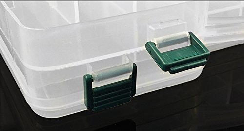 2-Sided Fishing Tackle Box with 44 Compartments - Large Waterproof Fishing Lure Storage Organizer Box with Adjustable Dividers (White) - Perfect for Bass Fishing, Saltwater & Freshwater Anglers