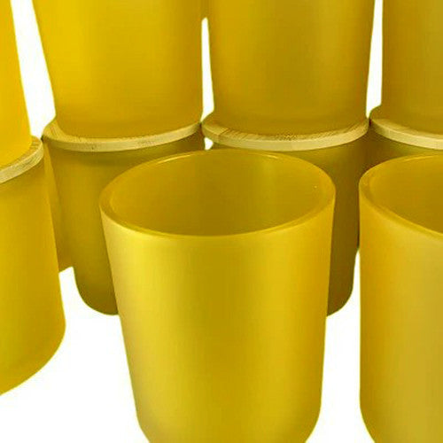 10 Pack Yellow Frosted Glass Votive Candle Holders - Elegant Table Centerpieces for Christmas, Weddings, Anniversaries, Parties & Home Decor - Perfect for Romantic Dinners, Holiday Decorations & Special Events