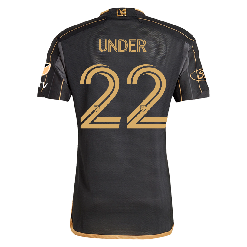 Adidas Cengiz Ünder LAFC Home 2025 MLS Jersey with Apple TV & Ford Patches - Black/Gold Soccer Shirt for Fans & Match Days