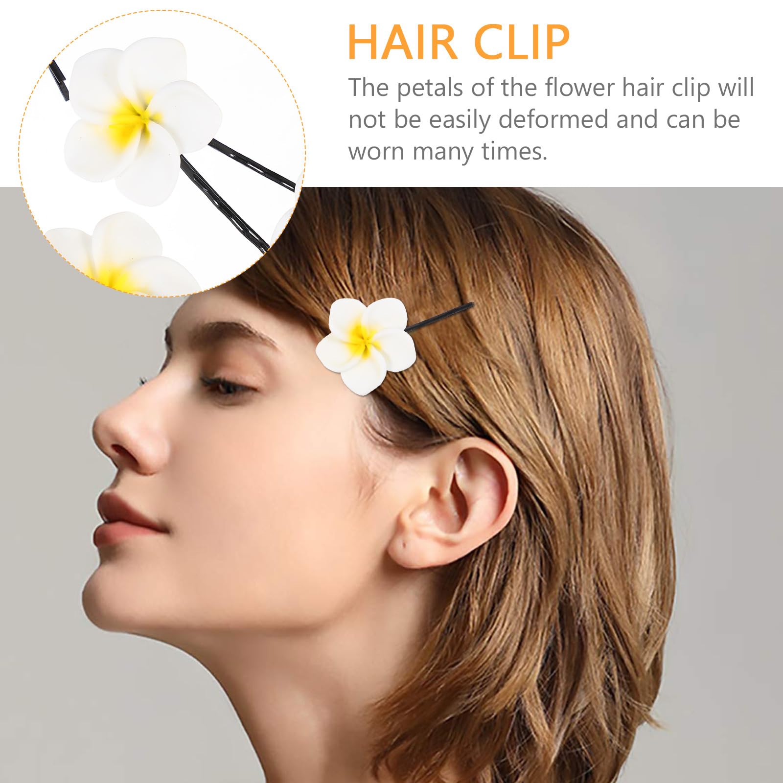 KALLORY 10PCS Plumeria Flower Hair Clips - Tropical Foam Hairpins for Women, Bridal Barrettes, Beach Wedding Accessories - Perfect for Hawaiian Theme Parties, Summer Vacations & Boho Fashion