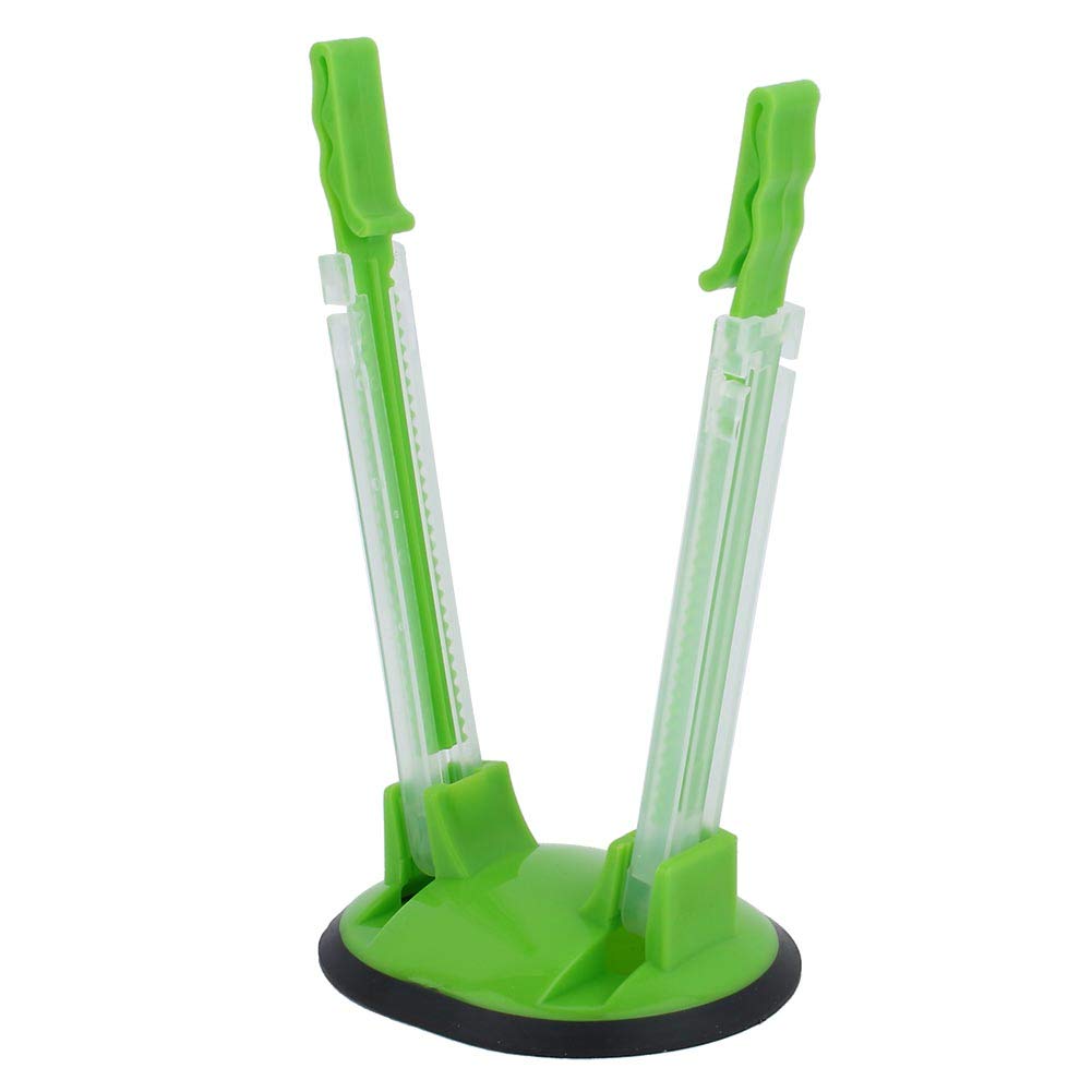 Adjustable Hands-Free Baggy Rack Clip - Kitchen Food Storage Bag Opener Holder with Non-Slip Rubber Base (Green) | Perfect for Meal Prep, Snack Storage & Pantry Organization