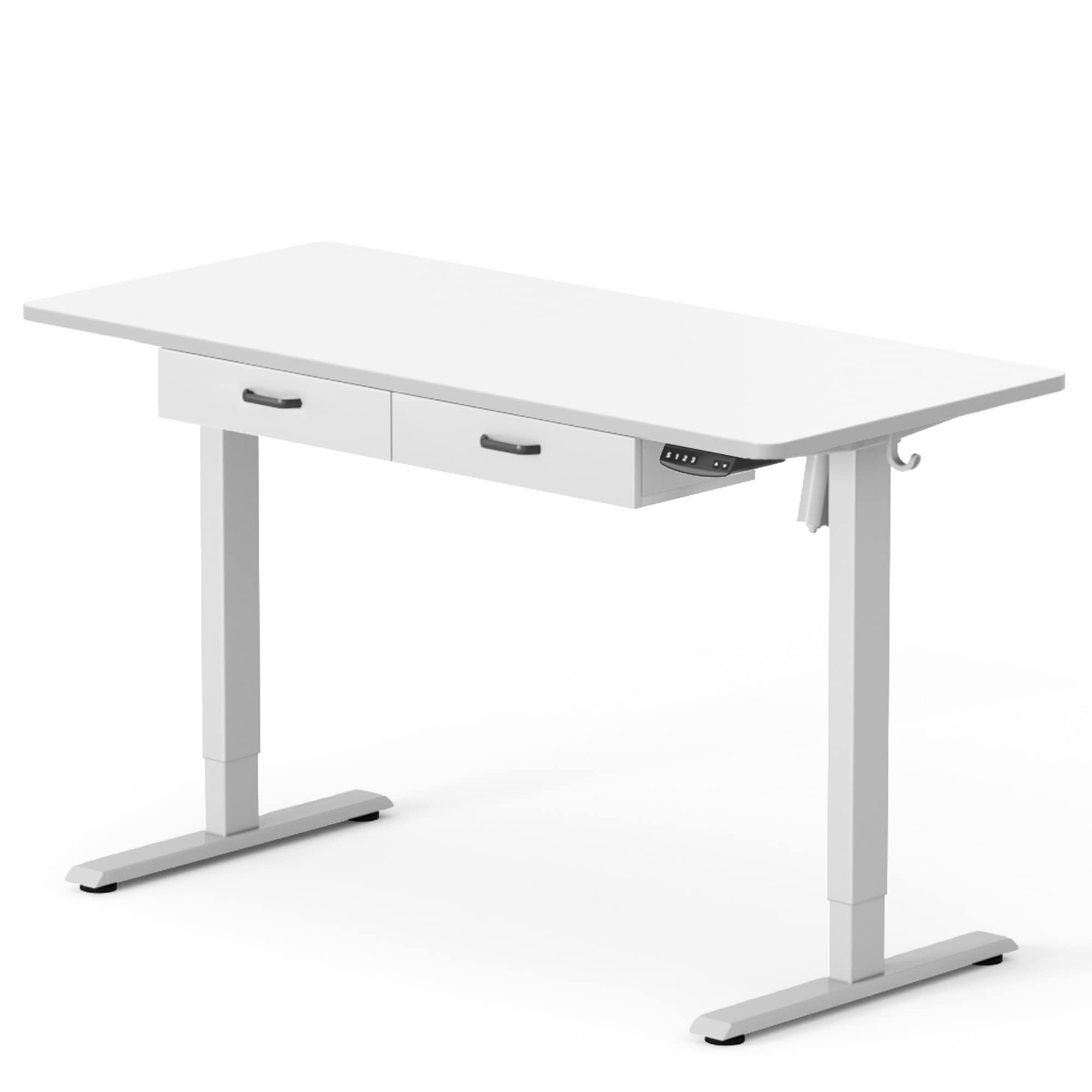 BANTI 48x24 Inches Electric Standing Desk with Double Drawers - Height Adjustable Sit Stand Desk for Home Office, White Frame & Table Top | Ergonomic Workspace Solution for Productivity & Comfort