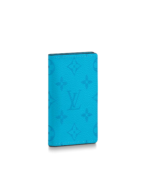 Louis Vuitton Men's Pocket Organizer Wallet in Blue - Slim RFID Blocking Card Holder for Business & Travel