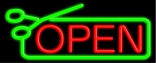 Vintage Haircut Glass Neon Sign #10594 – Handcrafted in USA | Perfect for Barbershops & Retro Home Decor
