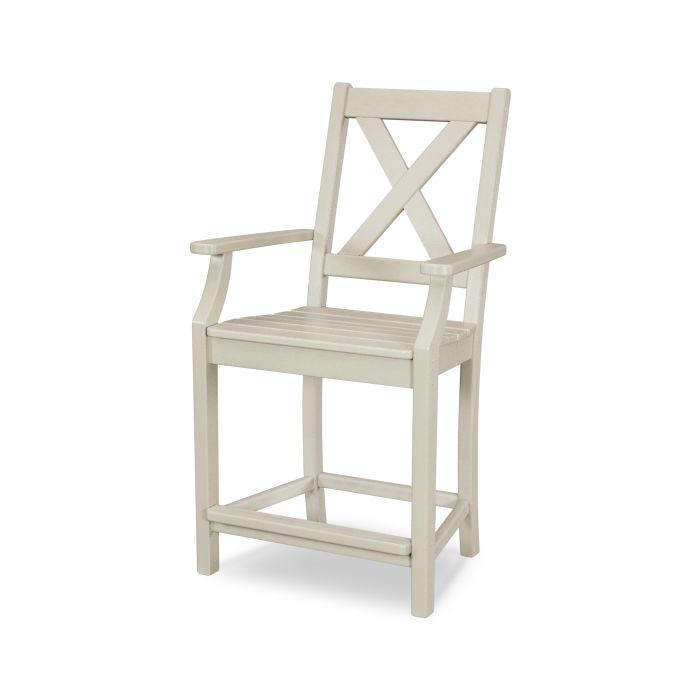 POLYWOOD Braxton Counter Height Arm Chair - Durable Outdoor & Indoor Bar Stool for Kitchen, Patio, and Dining - Weather-Resistant & Comfortable Seating